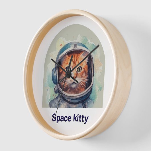 Wanduhr mit Space kitty Design (Winkel)