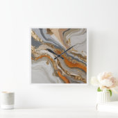 Wanduhr mit träumorangefarbenem und grauem Marmor (Zuhause)