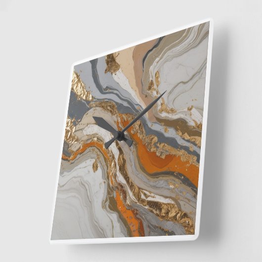 Wanduhr mit träumorangefarbenem und grauem Marmor (Winkel)