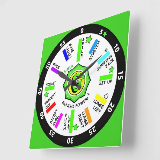 Wanduhr Munchi Power! 45-minütiger Trainingsraum (Winkel)