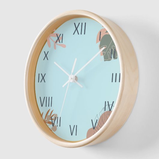 Wanduhr „Pastell Leaf – Pastellblau“ (Winkel)