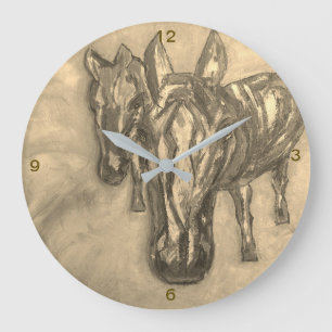 Wanduhr Pferde in Sepia