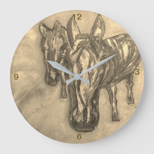 Wanduhr Pferde in Sepia (Vorderseite)