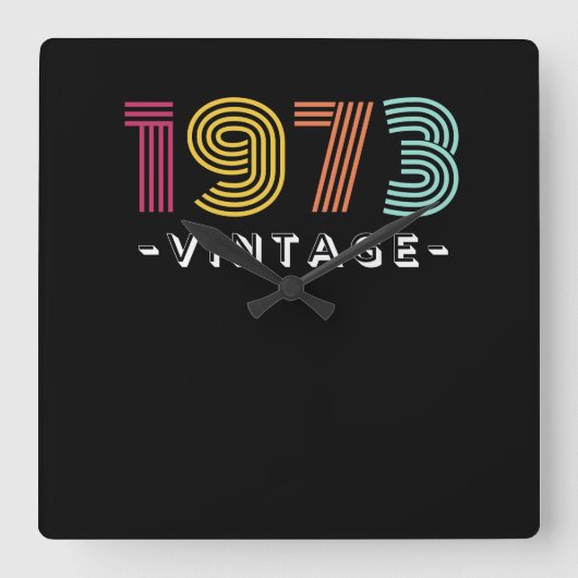 Wanduhr-Platz Vintag 1973 Quadratische Wanduhr (Vorderseite)