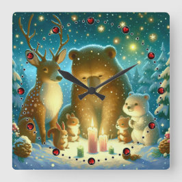 Wanduhr Reh und Bärchen Weihnachten Christmas 