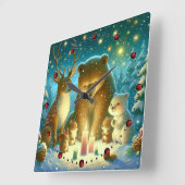 Wanduhr Reh und Bärchen Weihnachten Christmas (Winkel)