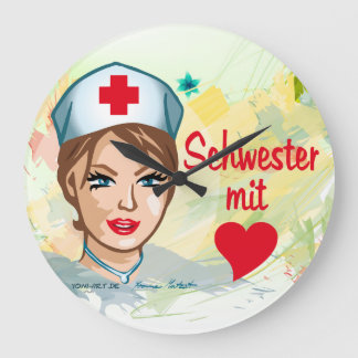 Wanduhr rund - Schwester mit Herz