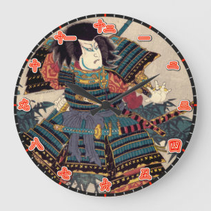 Wanduhr Samurai japanische Kanji-Ziffern