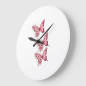 Wanduhr Schmetterlinge Rosa & Blumen – Design F (Winkel)