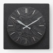 Wanduhr Schwarz Basalt + Silber Zifferblatt