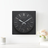 Wanduhr Schwarz Basalt + Silber Zifferblatt (Zuhause)