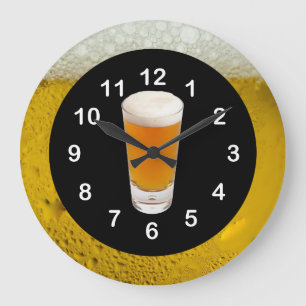 Wanduhr Schwarz Gold Die Zeit ist Bier Uhr