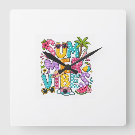 Wanduhr "Summer Vibes" – Farbdesign Tropisch (Vorderseite)