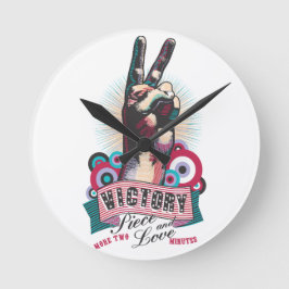 Wanduhr – Victory Peace & Love Pop-Art-Design