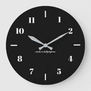Wanduhr - Weiß auf schwarzem Hintergrund Design2