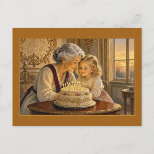 Wange an Wange Oma Geburtstagskerzen Postkarte