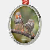 Wangenparadies Zebra Finch Songbirds Ornament Aus Metall (Links)