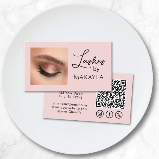 Wangenrot Pink Script Social Icon QR Code Foto Wim Visitenkarte