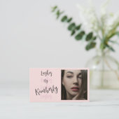 Wangenrot Schwarz Script Foto Wimpern Visitenkarte (Stehend Vorderseite)