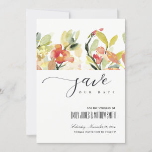 WANGENROTER PFIRSICH-ROSA WATERCOLOR FLORAL SAVE-T SAVE THE DATE
