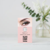 Wangenroter Schrift-Logo QR-Code Foto Wimpern Stud Visitenkarte (Stehend Vorderseite)