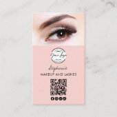 Wangenroter Schrift-Logo QR-Code Foto Wimpern Stud Visitenkarte (Vorderseite)