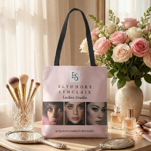 Wangenrotes Schrift-Logo Foto Wimpern Studio Tasche