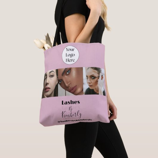 Wangenrotes Schrift-Logo Foto-Wimpernstudio Tasche (Von Nahem)