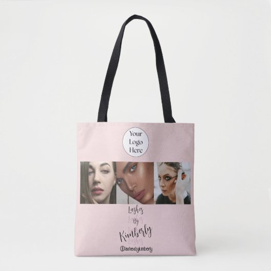 Wangenrotes Schrift-Logo Foto Wimpernstudio Tasche (Vorderseite)