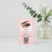 Wangenrotes Schrift-Logo QR-Code Foto Wimpern Stud Visitenkarte (Stehend Vorderseite)