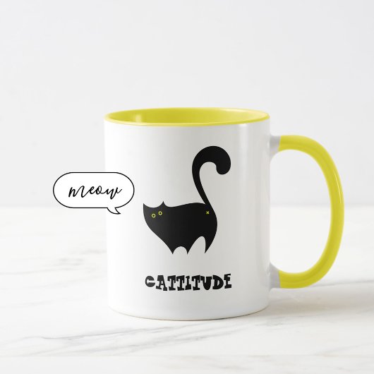 Wangenschwarze Katze mit Cattitude Funny Tasse