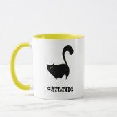 Wangenschwarze Katze mit Cattitude Funny Tasse (Links)