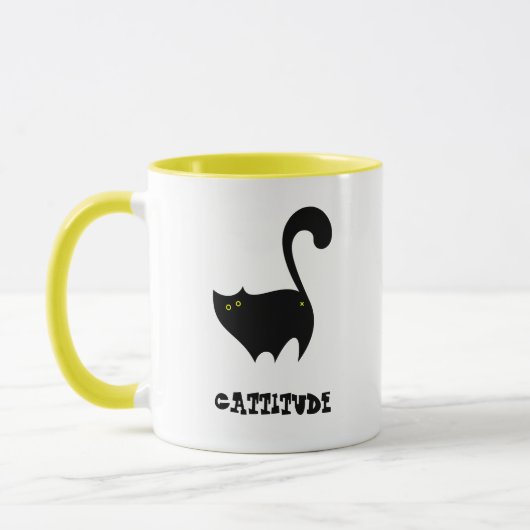 Wangenschwarze Katze mit Cattitude Funny Tasse (Links)