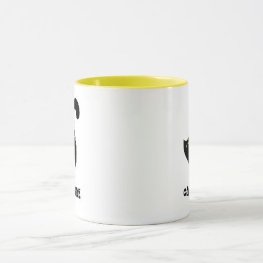 Wangenschwarze Katze mit Cattitude Funny Tasse (Zentrum)
