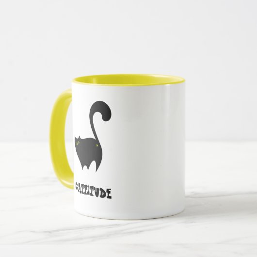 Wangenschwarze Katze mit Cattitude Funny Tasse (Vorderseite Links)