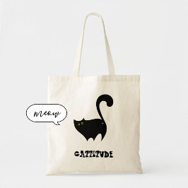Wangenschwarze Katze mit Cattitude Funny Tragetasche