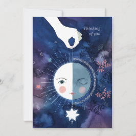 Waning Half Moon Thinking Your Card Dankeskarte