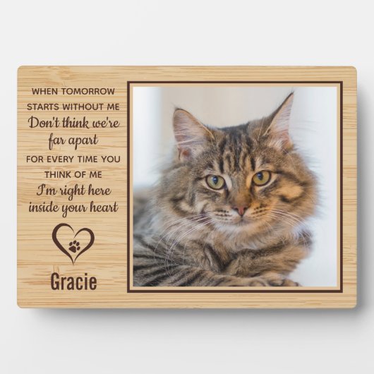 Wann morgen ohne mich Cat Memorial Foto beginnt Fotoplatte (Vorderseite)