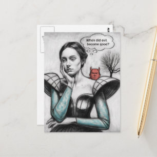 Wann wurde das Böse zu einer guten Frau, die an de Postkarte