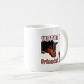 Wanna Be Friends Funny Dog & Cat Design Kaffeetasse (VorderseiteRechts)