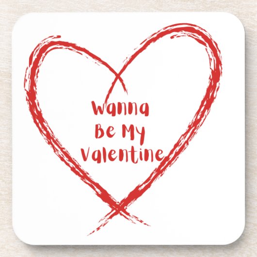Wanna Be My Valentine im Herzen von Getränkeuntersetzer (Vorderseite)