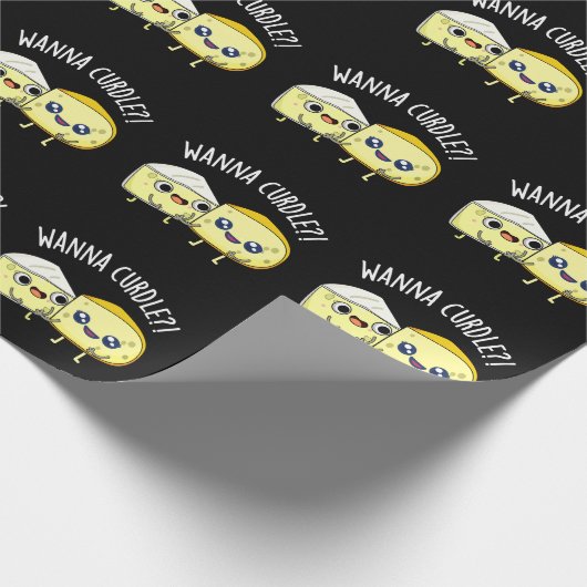 Wanna Curdle Funny Cheese Puns Dark BG Geschenkpapier (Ecke)