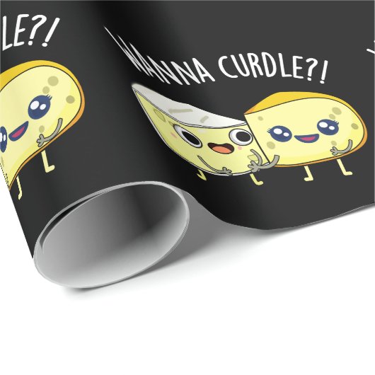 Wanna Curdle Funny Cheese Puns Dark BG Geschenkpapier (Rolleneckpunkt)