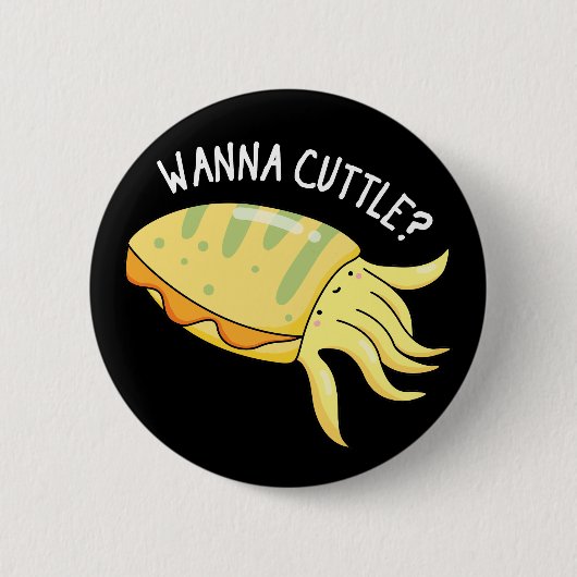 Wanna Cuttle Funny Cuttlefish Puppe Dark BG Button (Vorderseite)