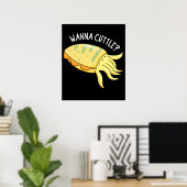 Wanna Cuttle Funny Cuttlefish Puppe Dark BG Poster (Heimbüro)