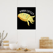 Wanna Cuttle Funny Cuttlefish Puppe Dark BG Poster (Küche)