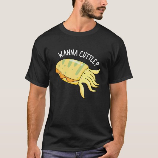 Wanna Cuttle Funny Cuttlefish Puppe Dark BG T-Shirt (Vorderseite)