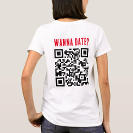 Wanna Date Qr Code Funny Red Black T-Shirt