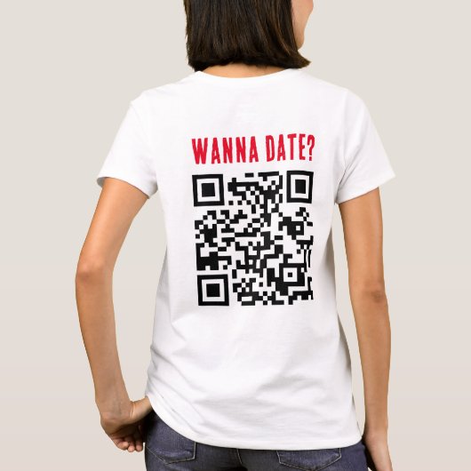 Wanna Date Qr Code Funny Red Black T-Shirt (Rückseite)