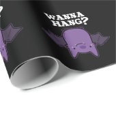 Wanna Hang Funny Animal Bat Pun Dark BG Geschenkpapier (Rolleneckpunkt)